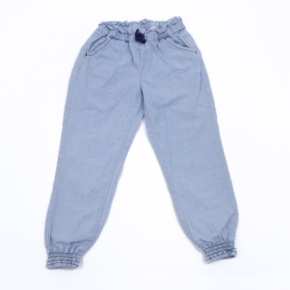 Hanna Anderson Pants Girls 6-7 120 Blue Chambray Denim Joggers